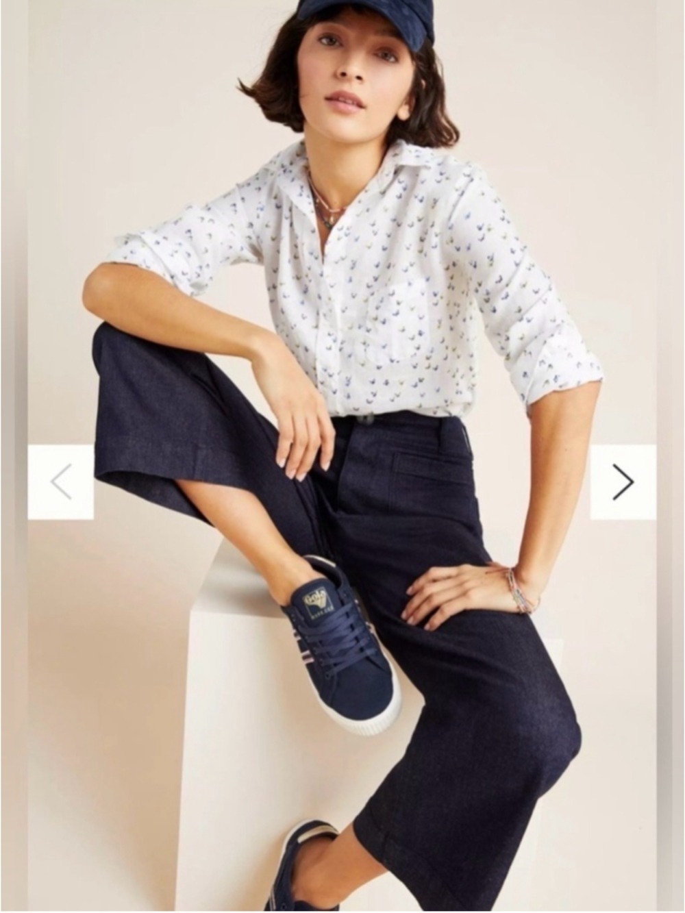 Anthro Grayson linen shirt Womens Medium Butterfly Buttondown casual Feminine